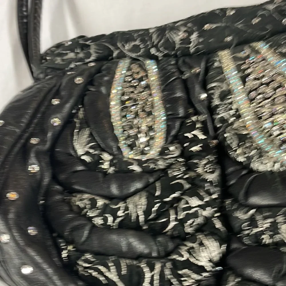 VTG Vintage Rita Diana for Mylinka Made in the USA Black w/ Rhinestones Purse